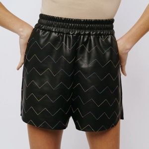 Gessell Rainbow Embroidered Vegan Leather Short - Black